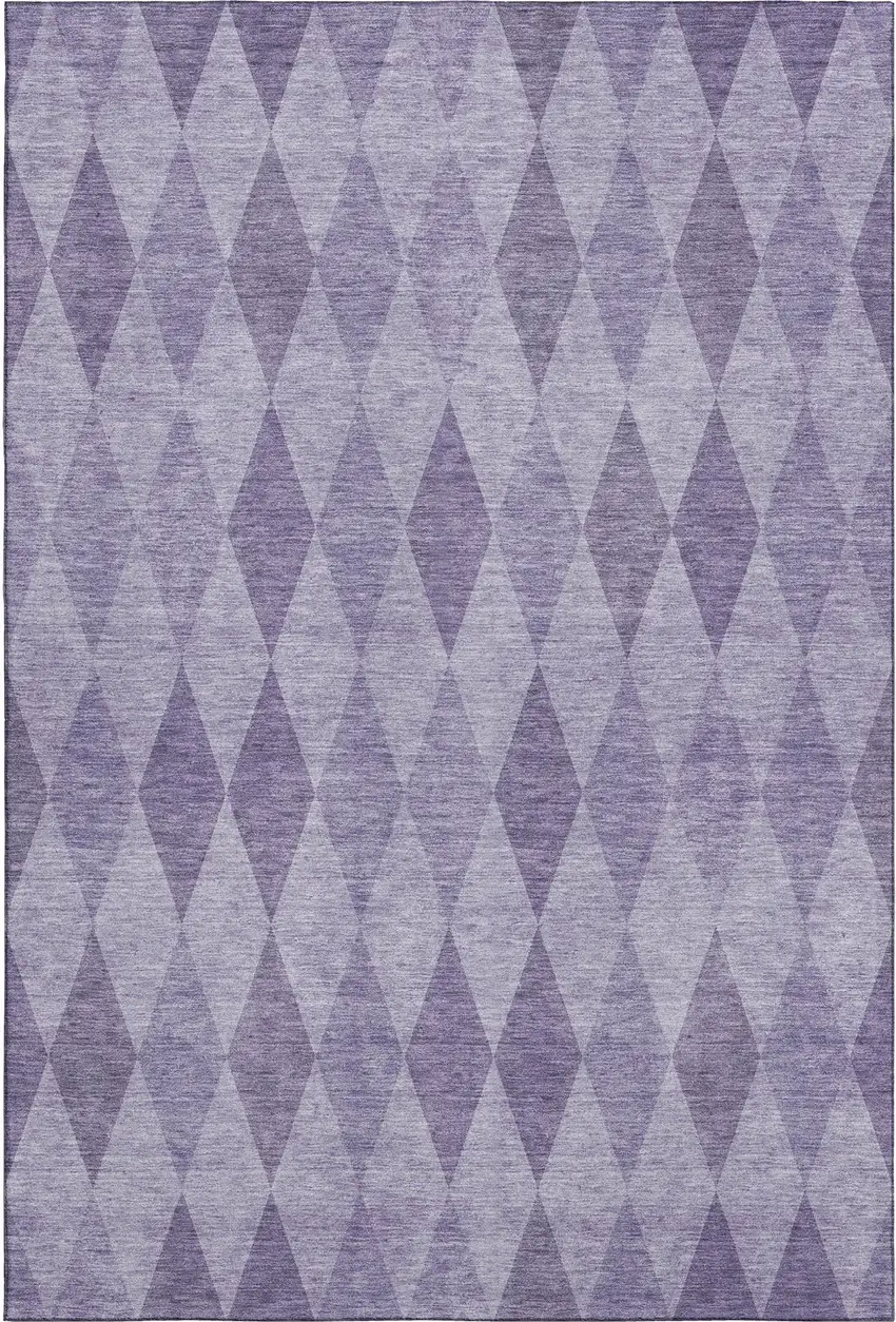 Purple And Ivory Geometric Washable Area Rug With UV Protection Photo 1