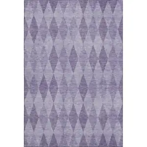 Photo of Purple And Ivory Geometric Washable Area Rug With UV Protection