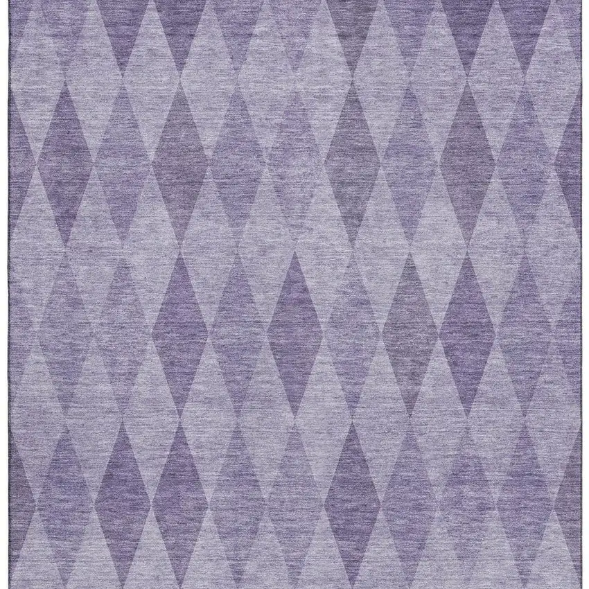 Purple And Ivory Geometric Washable Area Rug With UV Protection Photo 4