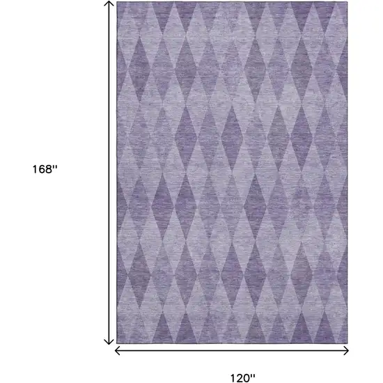 Purple And Ivory Geometric Washable Area Rug With UV Protection Photo 3