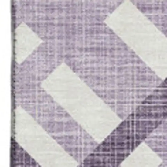 Purple And Ivory Geometric Washable Area Rug With UV Protection Photo 2