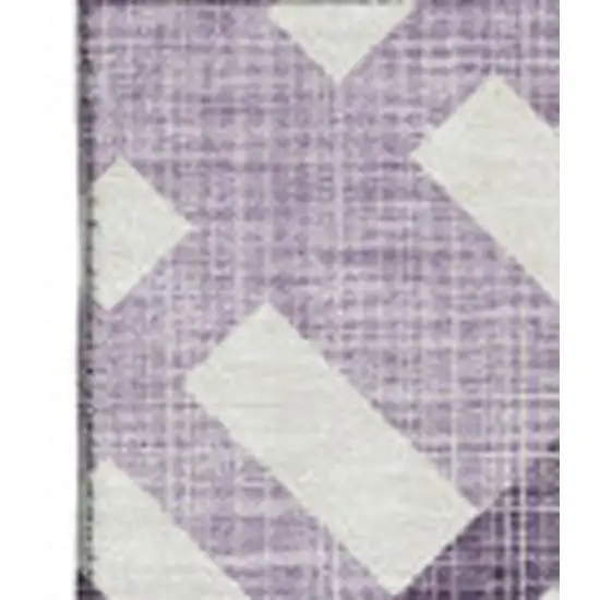 Purple And Ivory Geometric Washable Area Rug With UV Protection Photo 2