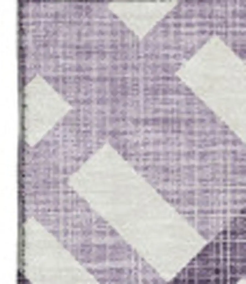Purple And Ivory Geometric Washable Area Rug With UV Protection Photo 2
