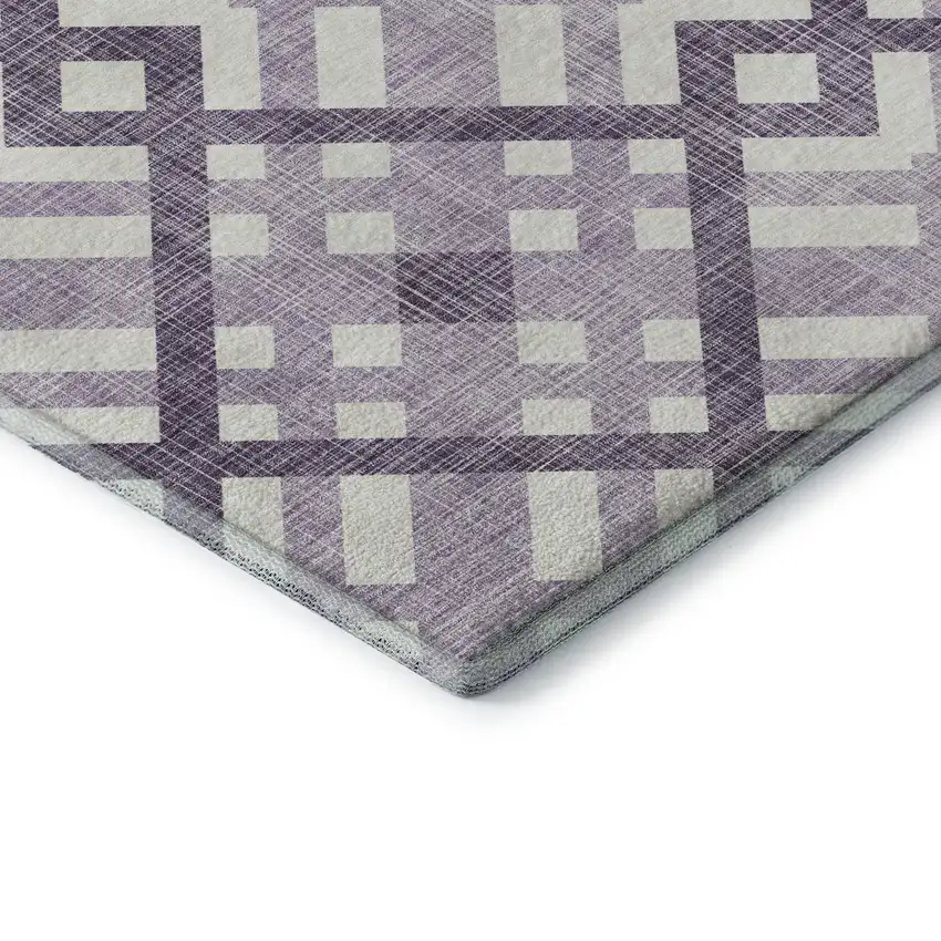 Purple And Ivory Geometric Washable Area Rug With UV Protection Photo 7