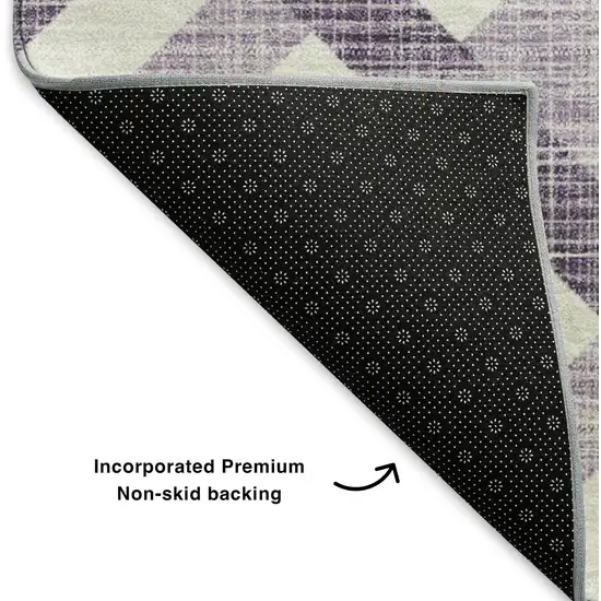 Purple And Ivory Geometric Washable Area Rug With UV Protection Photo 6