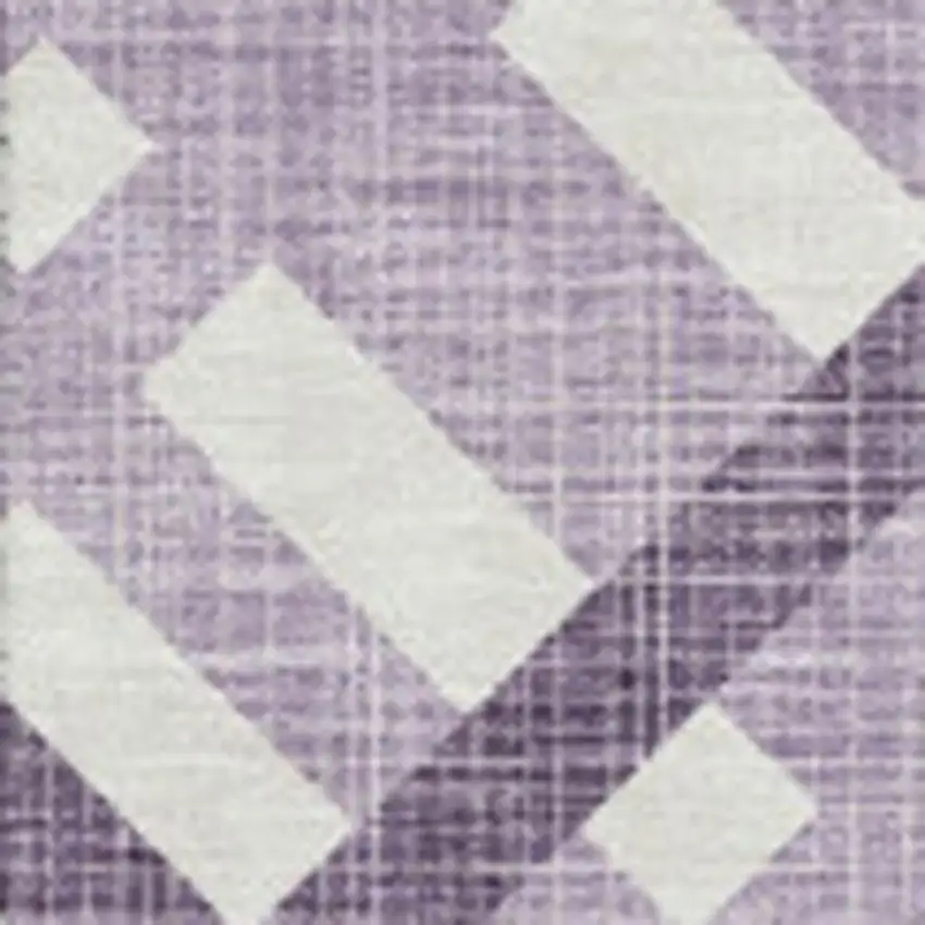Purple And Ivory Geometric Washable Area Rug With UV Protection Photo 2