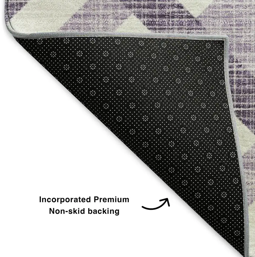 Purple And Ivory Geometric Washable Area Rug With UV Protection Photo 6