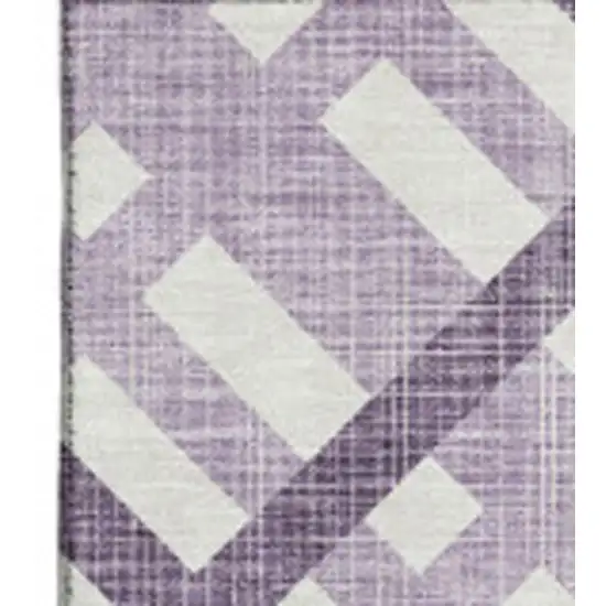 Purple And Ivory Geometric Washable Area Rug With UV Protection Photo 3