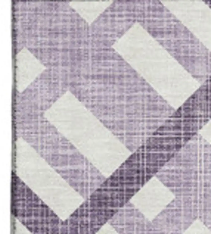 Purple And Ivory Geometric Washable Area Rug With UV Protection Photo 3
