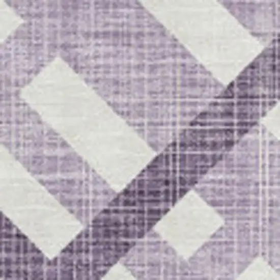 Purple And Ivory Geometric Washable Area Rug With UV Protection Photo 2