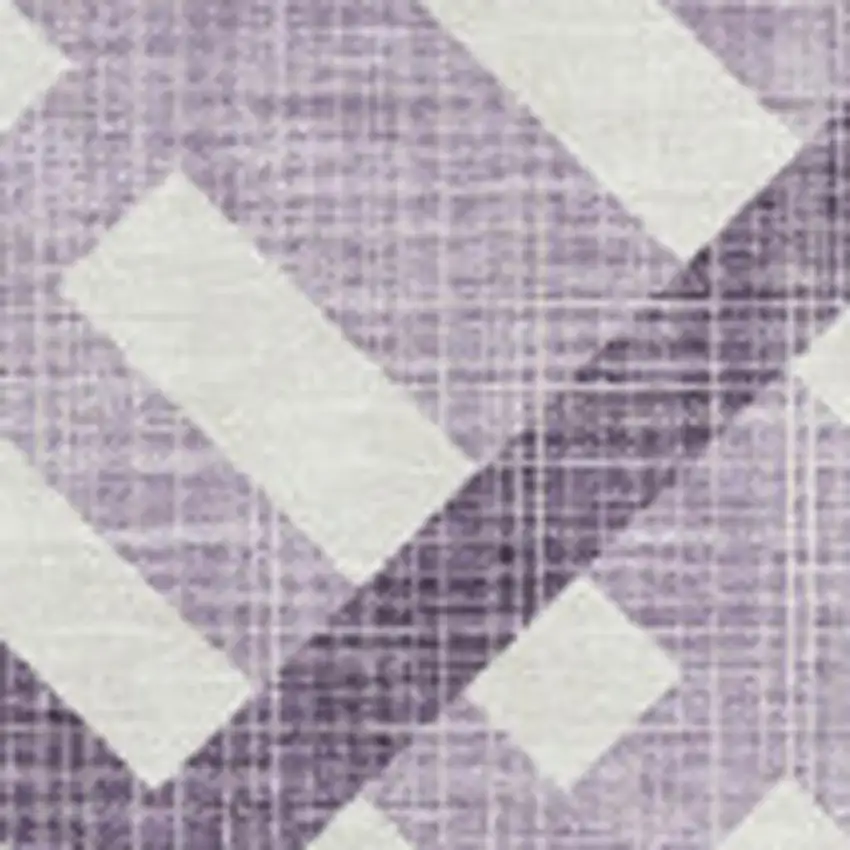 Purple And Ivory Geometric Washable Area Rug With UV Protection Photo 2
