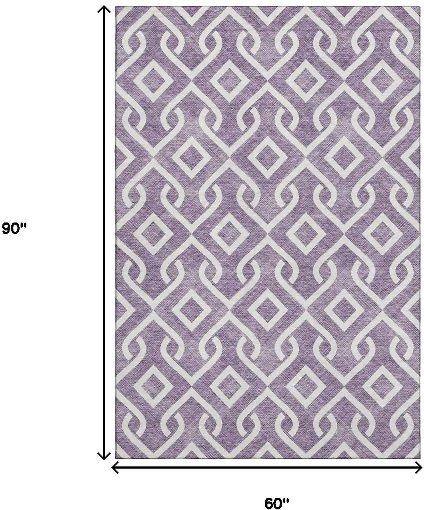 Purple And Ivory Geometric Washable Area Rug With UV Protection Photo 9