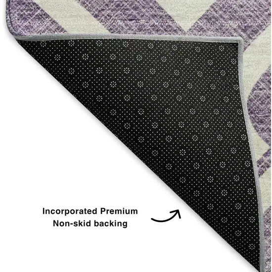 Purple And Ivory Geometric Washable Area Rug With UV Protection Photo 5
