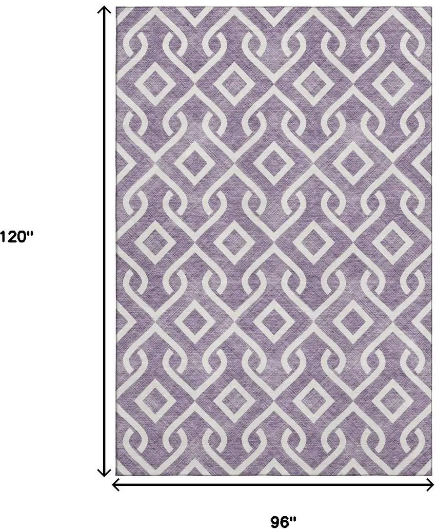 Purple And Ivory Geometric Washable Area Rug With UV Protection Photo 9