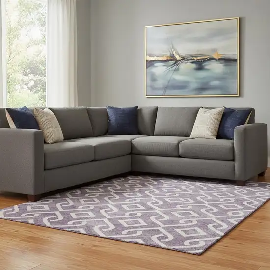 Purple And Ivory Geometric Washable Area Rug With UV Protection Photo 1