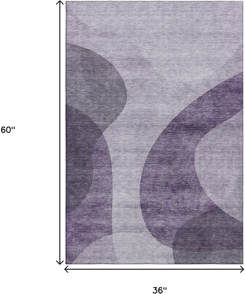 Purple And Ivory Geometric Washable Area Rug With UV Protection Photo 6
