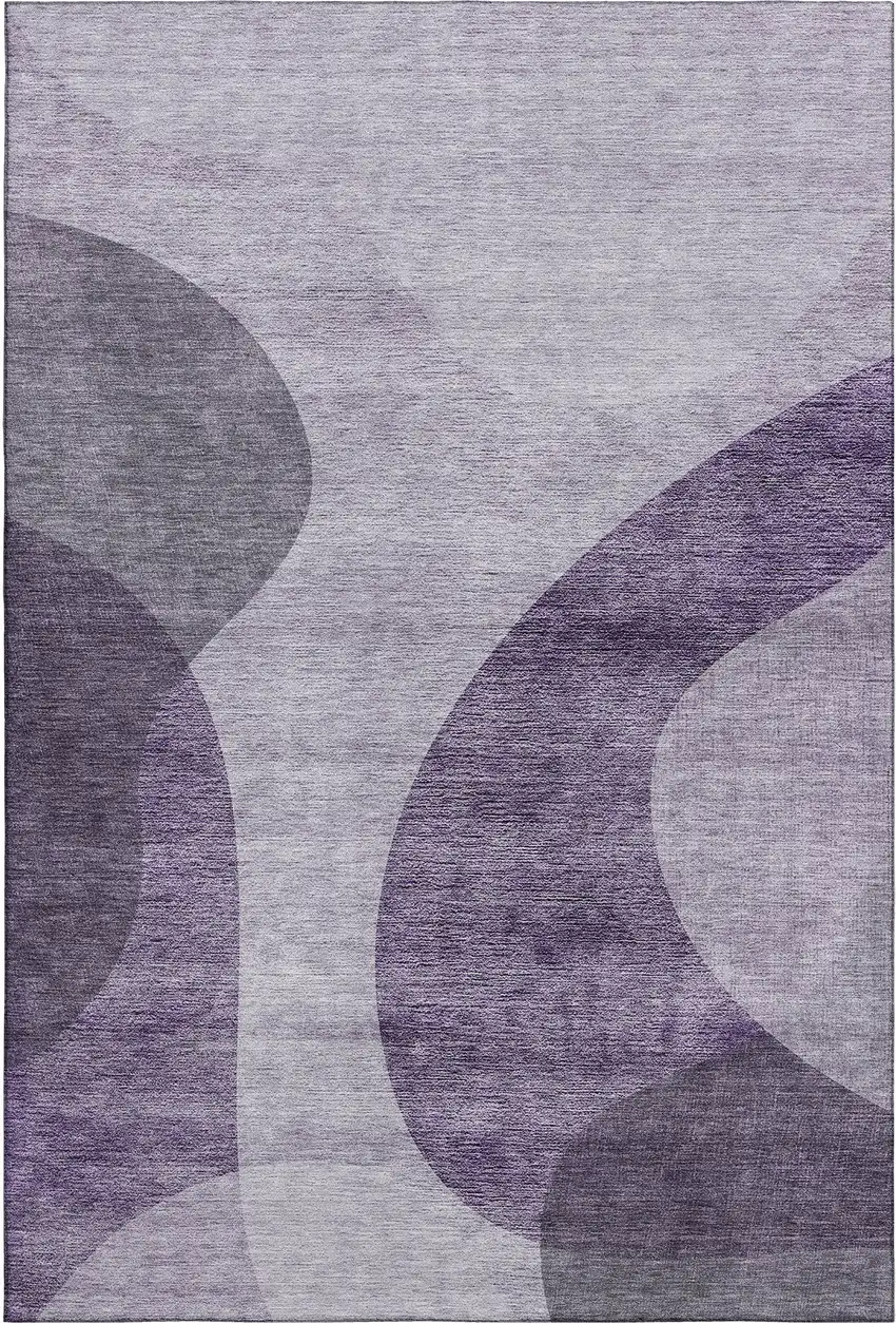 Purple And Ivory Geometric Washable Area Rug With UV Protection Photo 1