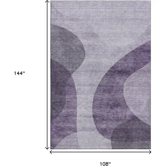 Purple And Ivory Geometric Washable Area Rug With UV Protection Photo 3
