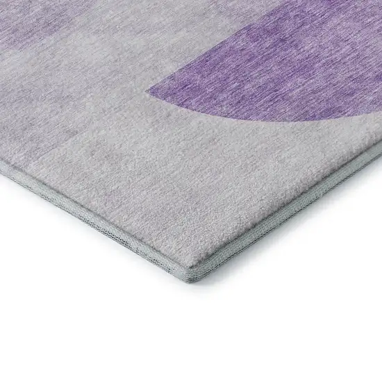 Purple And Ivory Geometric Washable Area Rug With UV Protection Photo 9