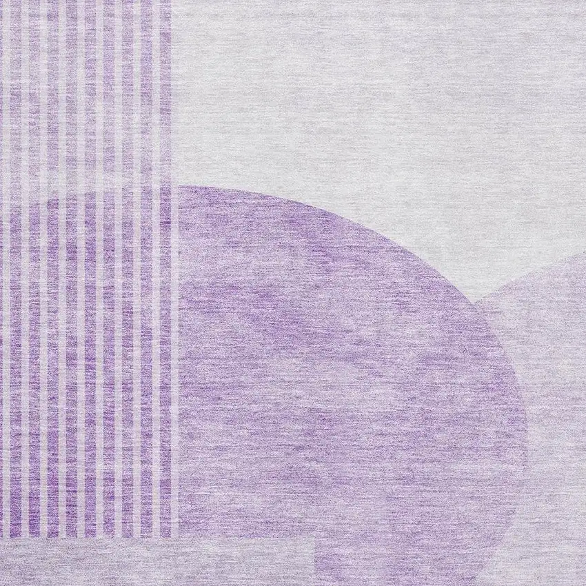 Purple And Ivory Geometric Washable Area Rug With UV Protection Photo 3