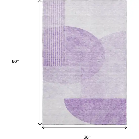 Purple And Ivory Geometric Washable Area Rug With UV Protection Photo 7