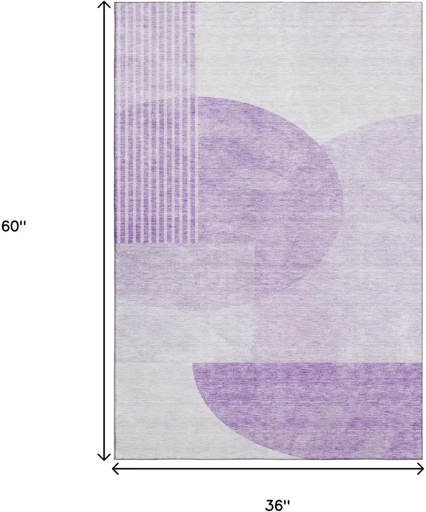 Purple And Ivory Geometric Washable Area Rug With UV Protection Photo 7