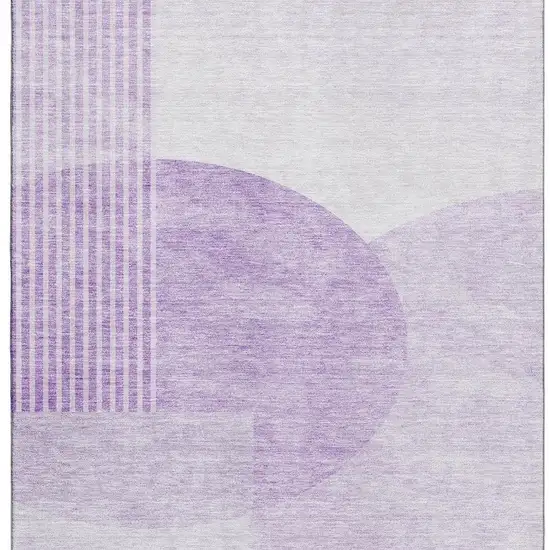 Purple And Ivory Geometric Washable Area Rug With UV Protection Photo 4