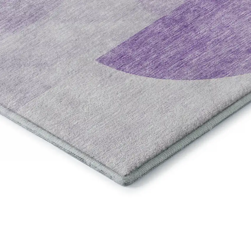 Purple And Ivory Geometric Washable Area Rug With UV Protection Photo 7