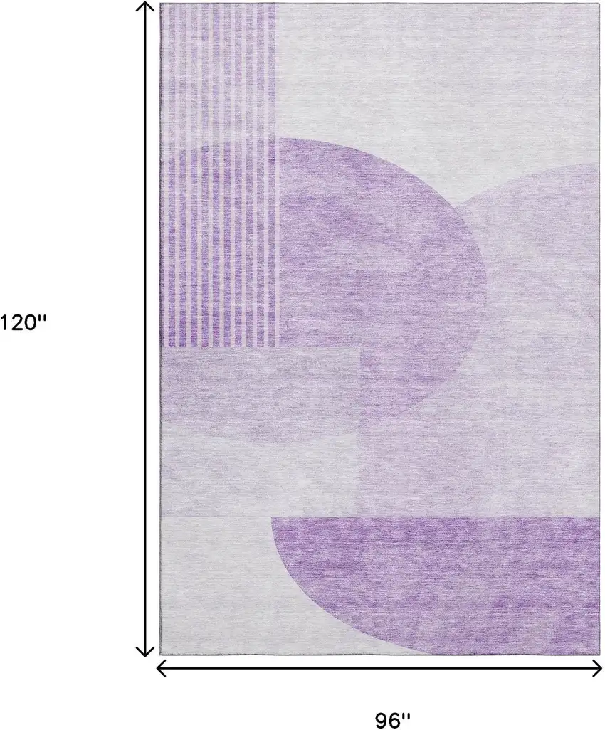 Purple And Ivory Geometric Washable Area Rug With UV Protection Photo 3