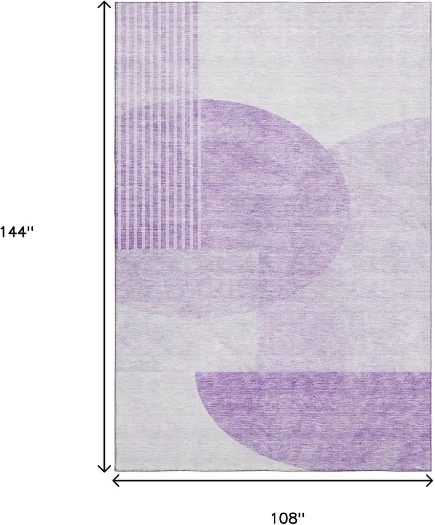 Purple And Ivory Geometric Washable Area Rug With UV Protection Photo 4