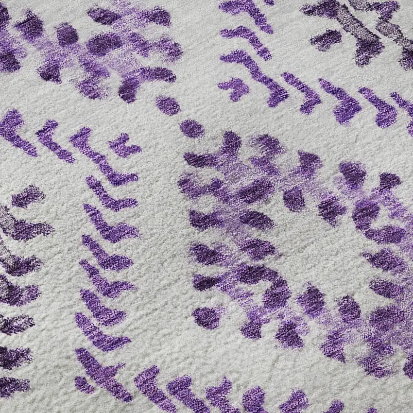 Purple And Ivory Geometric Washable Area Rug With UV Protection Photo 9