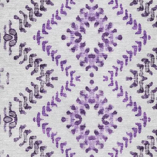 Purple And Ivory Geometric Washable Area Rug With UV Protection Photo 2