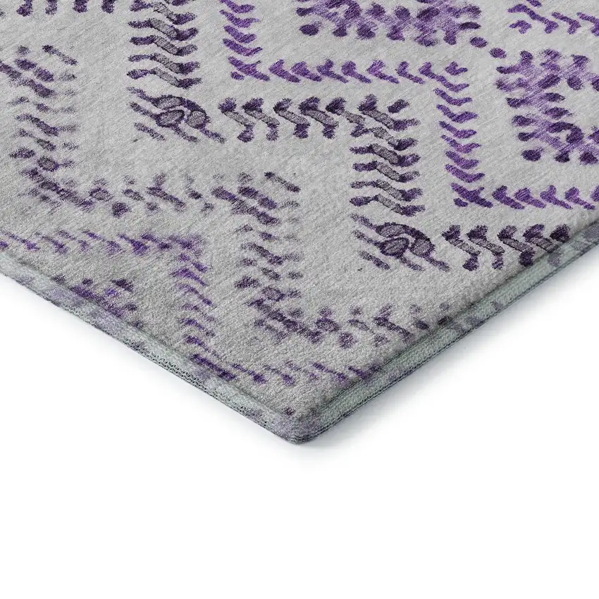 Purple And Ivory Geometric Washable Area Rug With UV Protection Photo 7