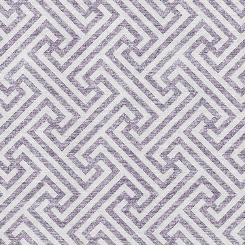 Purple And Ivory Geometric Washable Area Rug With UV Protection Photo 3
