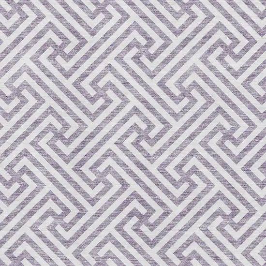Purple And Ivory Geometric Washable Area Rug With UV Protection Photo 3