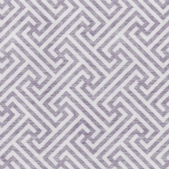 Purple And Ivory Geometric Washable Area Rug With UV Protection Photo 3
