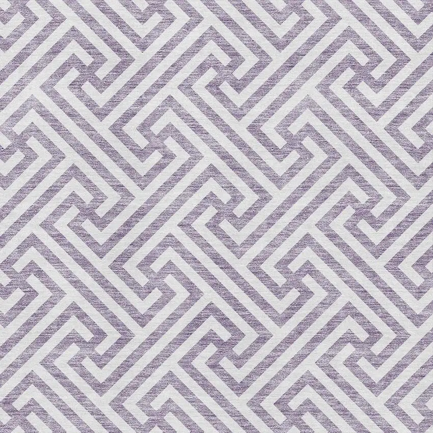 Purple And Ivory Geometric Washable Area Rug With UV Protection Photo 3
