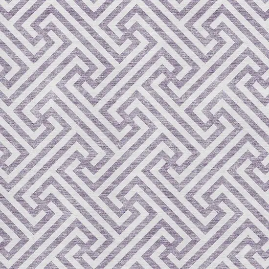 Purple And Ivory Geometric Washable Area Rug With UV Protection Photo 3