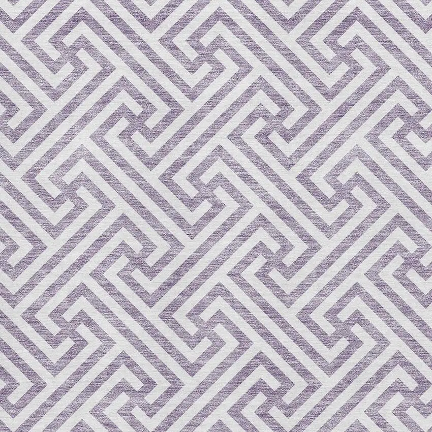 Purple And Ivory Geometric Washable Area Rug With UV Protection Photo 3