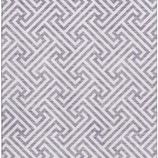 Purple And Ivory Geometric Washable Area Rug With UV Protection Photo 3