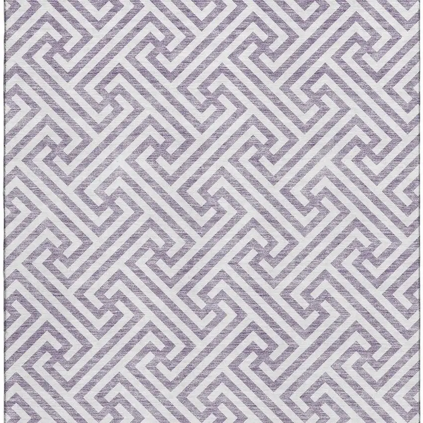 Purple And Ivory Geometric Washable Area Rug With UV Protection Photo 3