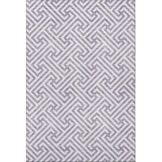 Purple And Ivory Geometric Washable Area Rug With UV Protection Photo 4