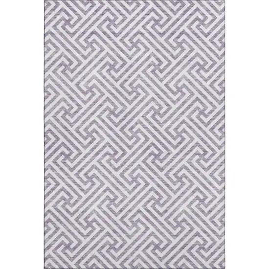 Purple And Ivory Geometric Washable Area Rug With UV Protection Photo 1