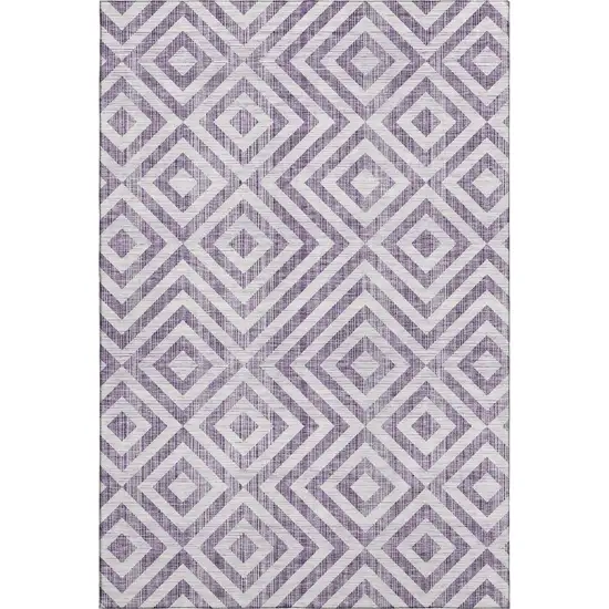 Purple And Ivory Geometric Washable Area Rug With UV Protection Photo 1