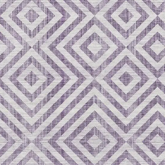 Purple And Ivory Geometric Washable Area Rug With UV Protection Photo 3