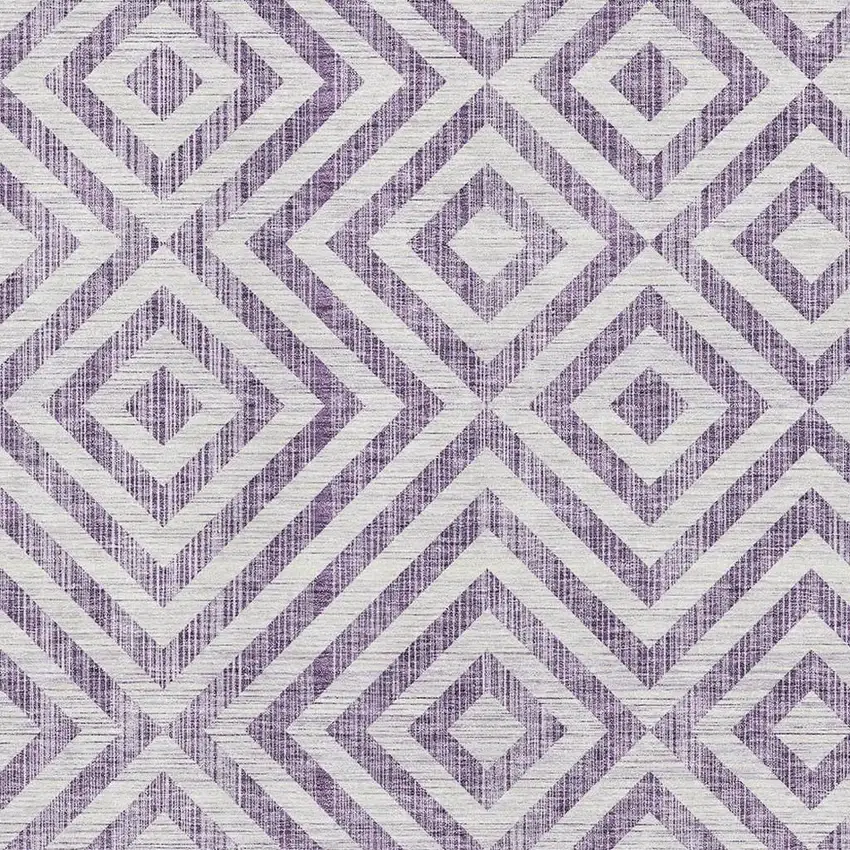 Purple And Ivory Geometric Washable Area Rug With UV Protection Photo 3