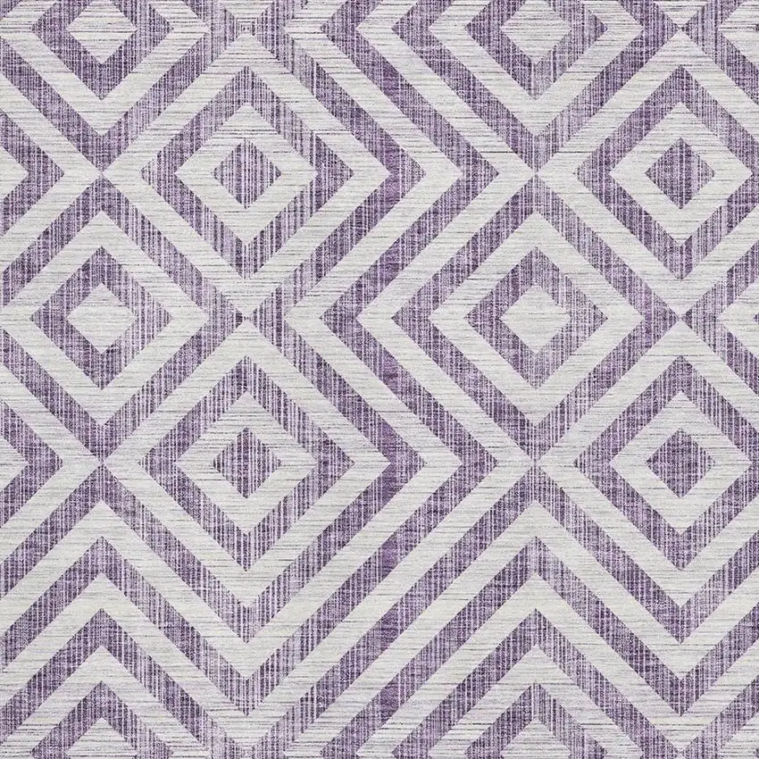 Purple And Ivory Geometric Washable Area Rug With UV Protection Photo 3