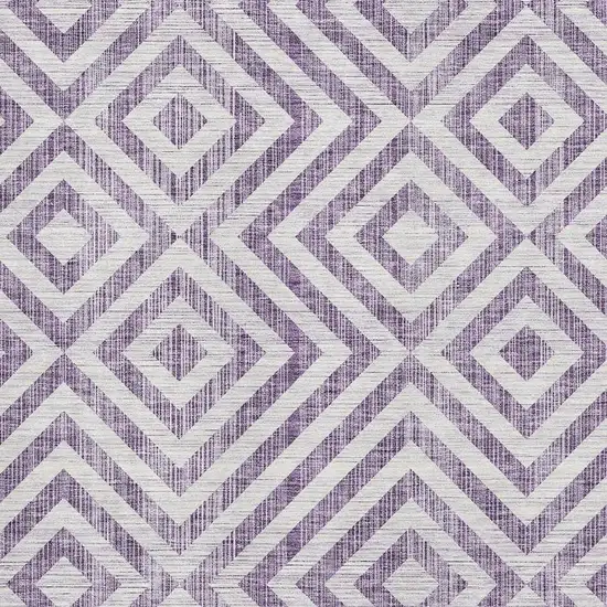 Purple And Ivory Geometric Washable Area Rug With UV Protection Photo 3