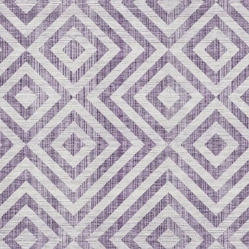 Purple And Ivory Geometric Washable Area Rug With UV Protection Photo 3