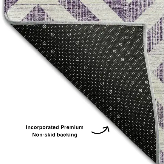 Purple And Ivory Geometric Washable Area Rug With UV Protection Photo 7